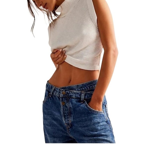 Free People We The Free Crossroads Mid Rise Slim Straight Barrel Jeans Size 30 - Picture 5 of 16